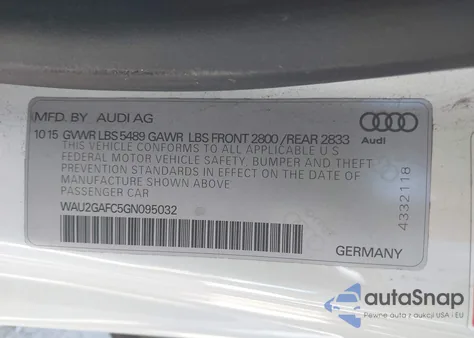 2016 Audi A7 3.0T Premium Plus from USA, damaged, VIN WAU2GAFC5GN095032